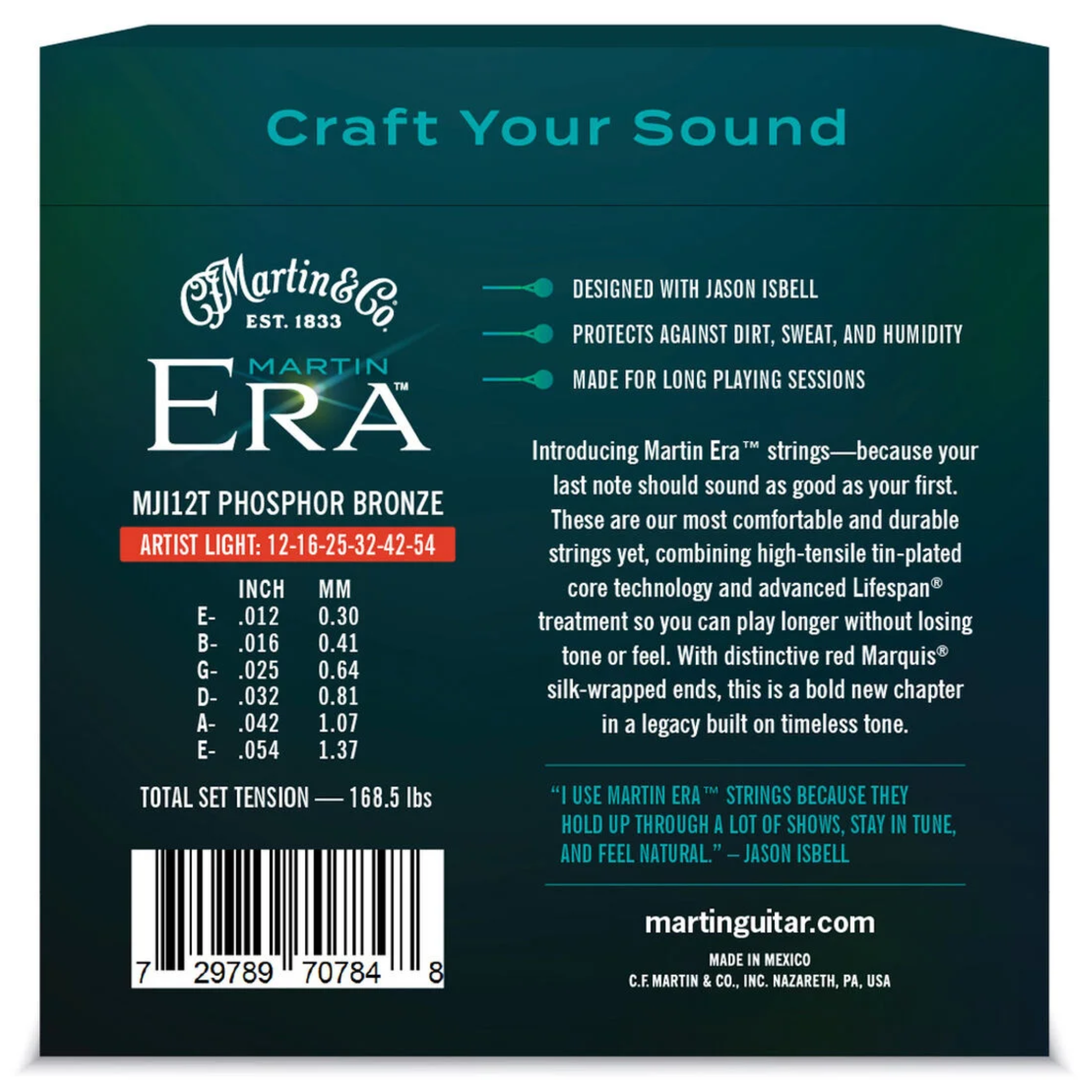 Martin Era MJI12T Treated Acoustic Guitar Strings Artist Light 12-54