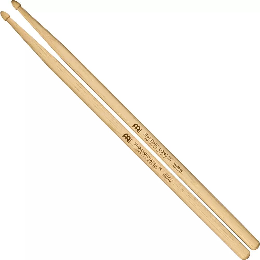 Meinl SB121 Standard Long 7A Drumstick, Hickory, Medium, Acorn tip, Pair