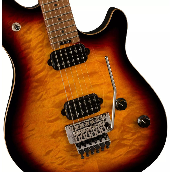 EVH Wolfgang Standard Series QM, BKD MPL FB, 3-COLOR SUNBURST
