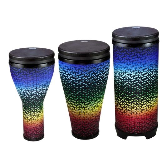 Remo DP-2510-AA-67 Festival Drum Combo Pack, Djembe 10", Timbau 10", Tubano 10", Black Suede Fliptop Replaceable, Holi Blue