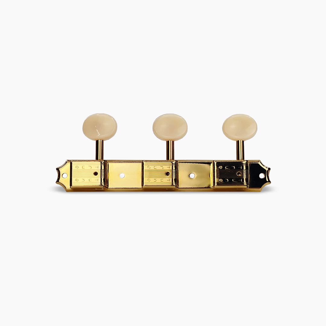 Allparts TK-7112-002 True Tune Vintage Style Strip Tuners, 3x3, Gold