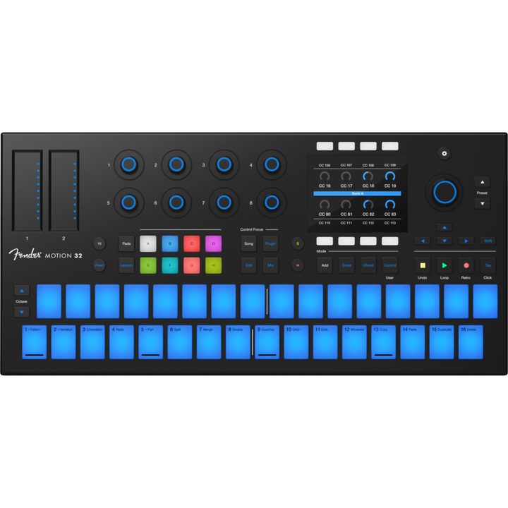 Fender MOTION32 32 Pad - Chromatic, Step Sequencer & Transport MIDI Controller