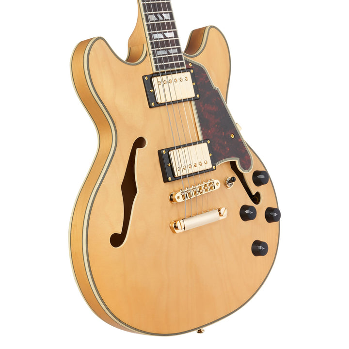 D'Angelico DADMINIDCSHNGS Mini Double Cutaway w/ stop-bar tailpiece Includes Deluxe Hardshell Case - Satin Honey