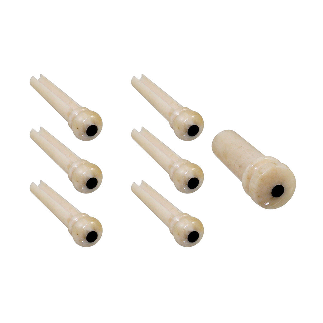 Allparts BP-2854 Camel Bone Guitar Bridge Pins Ebony dot