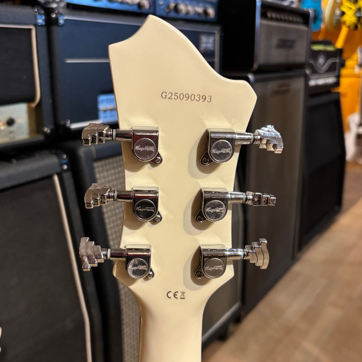 Hagstrom Megin Double Cutaway Electric Guitar with Hard Shell Case (Creme) MEGIN-CRE