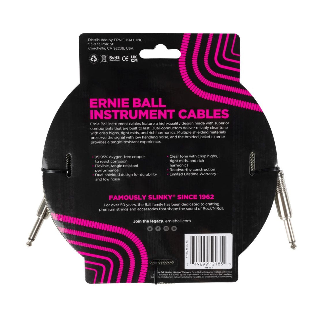Ernie Ball 18' Straight Braided Cable - Silver Fox