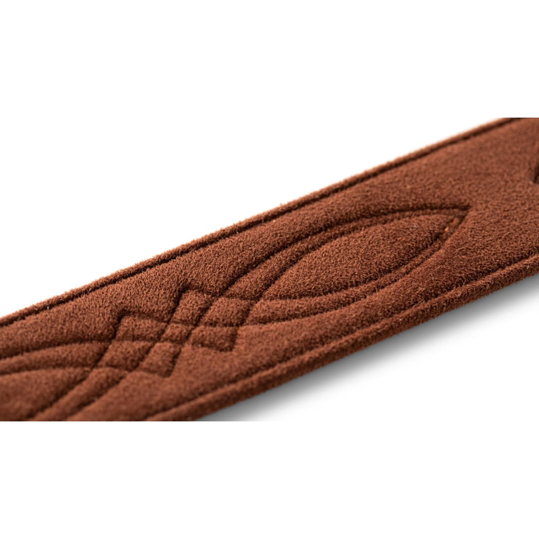 Taylor Vegan Leather Strap,Med Brown w/Stitching 2.0",Embossed Logo