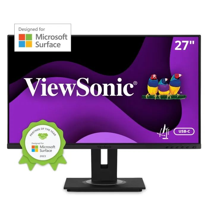 Viewsonic VG275 27" Ergonomic IPS Monitor  Designed for Surface, USB-C, 1080p Full HD