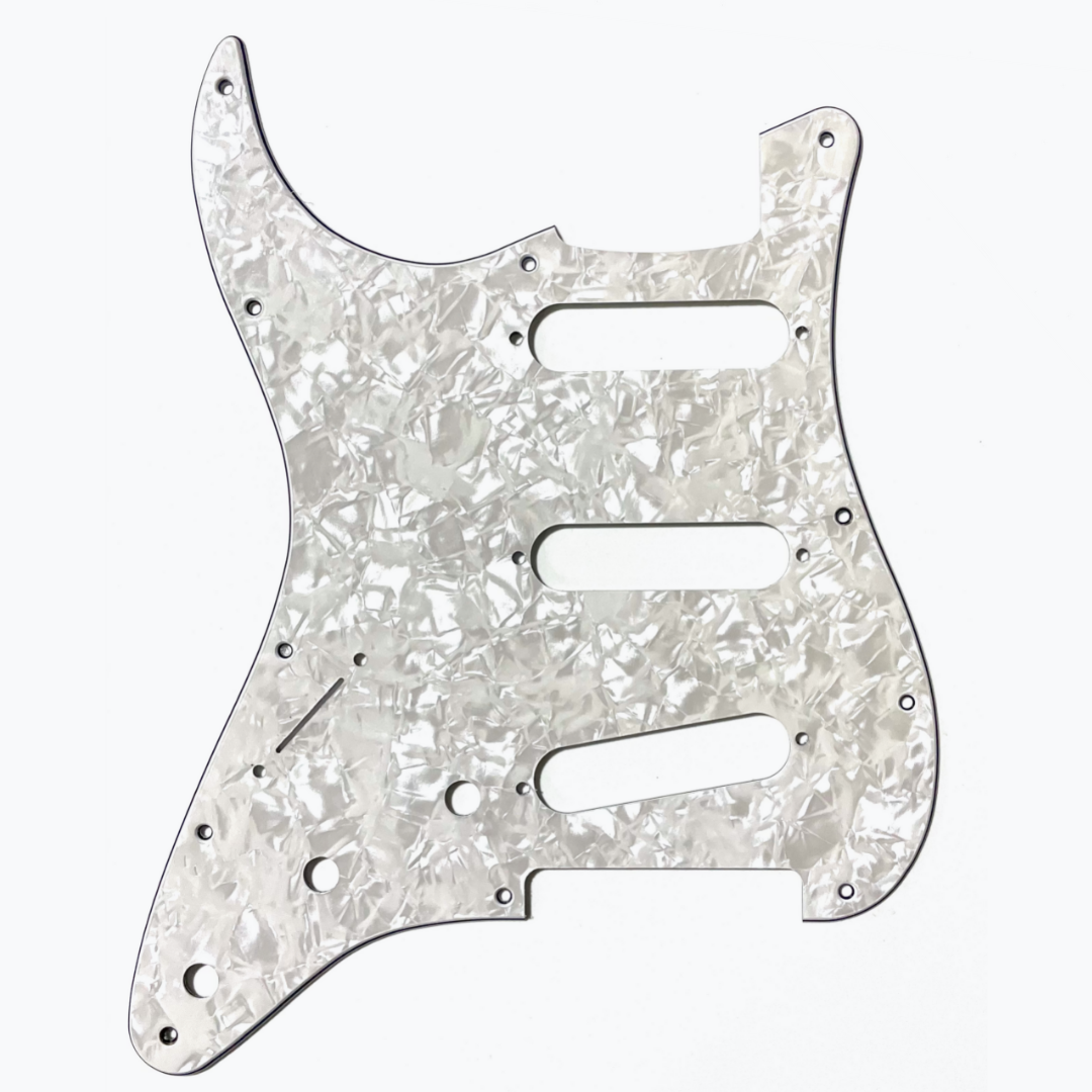 Allparts PG-0552 11-hole Pickguard for Stratocaster® White Pearloid 4-ply (WP/W/B/W) .100