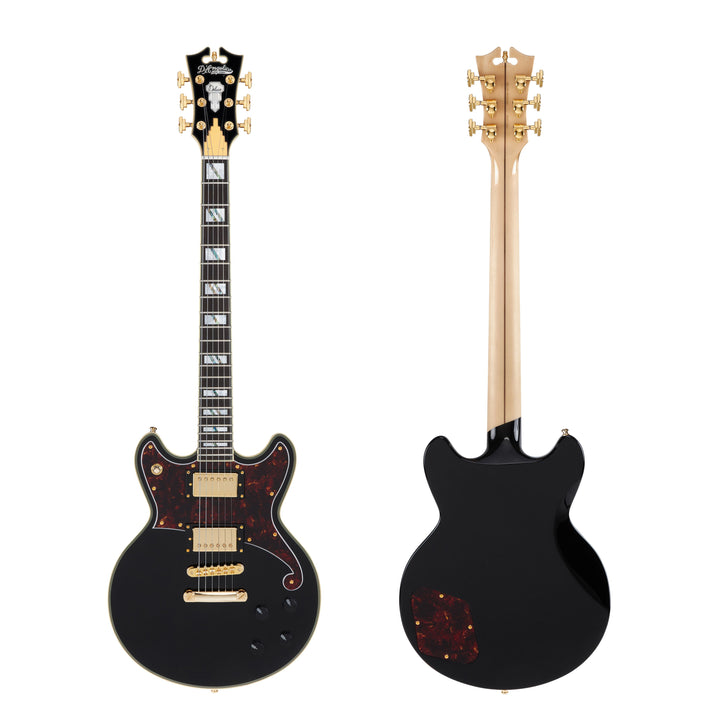 D'Angelico DADBRISBK2GS Deluxe Brighton Double Cutaway Solid Body Electric Guitar - Solid Black