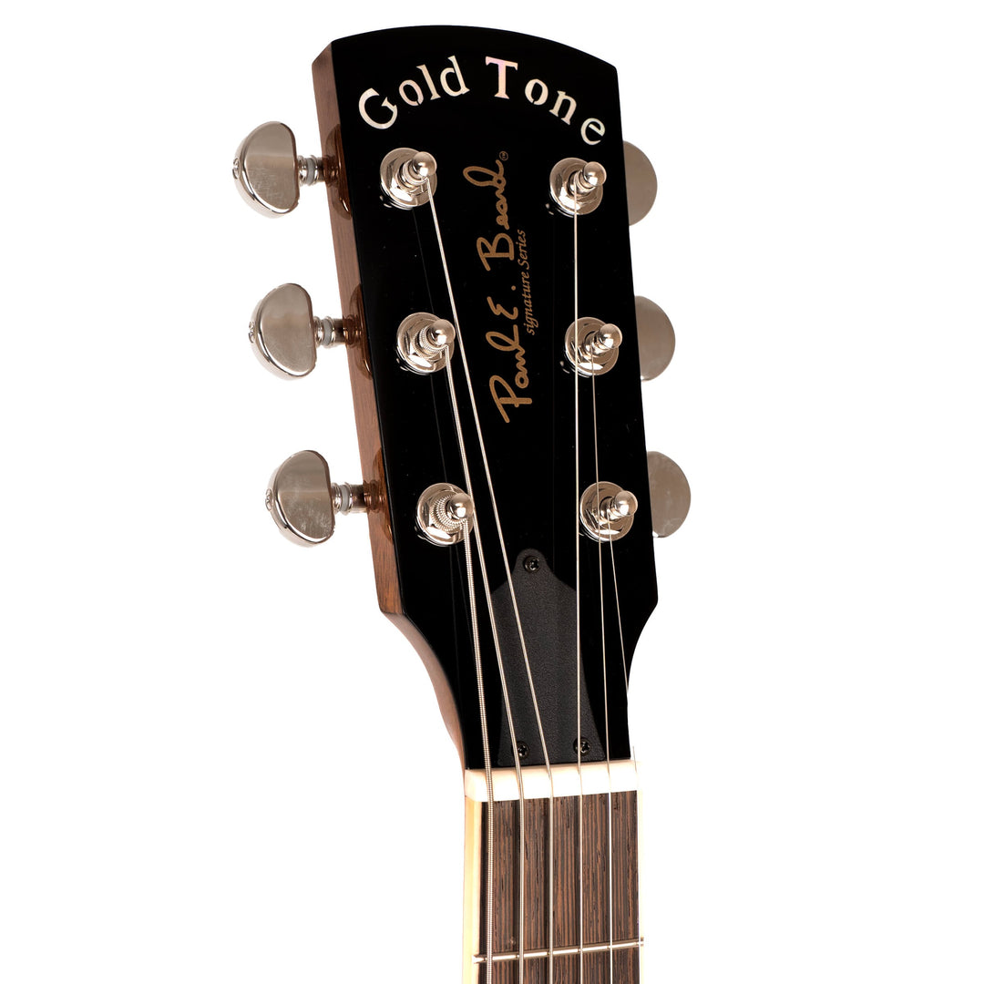 The Gold Tone GRS's full-depth steel body takes the energy generated by the authentic reverse-cone resonator and biscuit bridge and pumps it out relentlessly. The new Gold Tone/Beard resonator coverplate features a removable palm rest making it a breeze to adjust string action, break angle, string spacing or to replace the bridge saddle without remove all that hardware. Available as left-handed model.