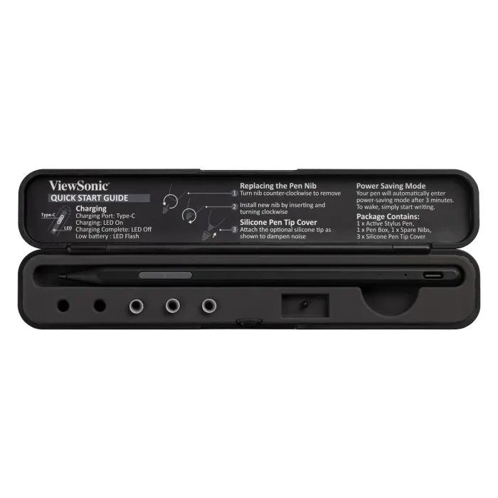 ViewSonic ACP302-B0WW – 8.9mm Active Capacitive Pen for MPP 2.0, 4096 Pressure, Replaceable Nib, Black