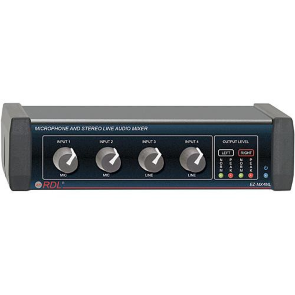 RDL EZ-MX4ML Mic and Stereo Line Audio Mixer - 4X1