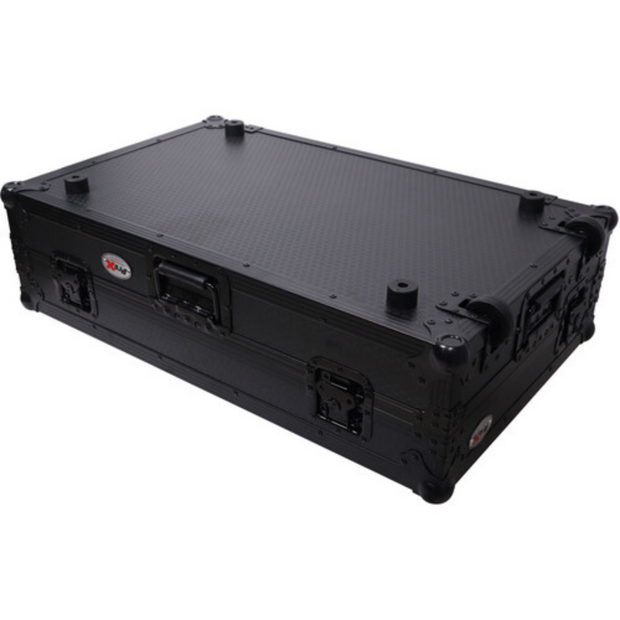 ProX XS-DDJFLX10WLTBLLED ATA Flight Style Road Case for Pioneer DDJ-FLX10 DJ Controller w/ Laptop Shelf 1U Rack Space Wheels & LED - Black Finish