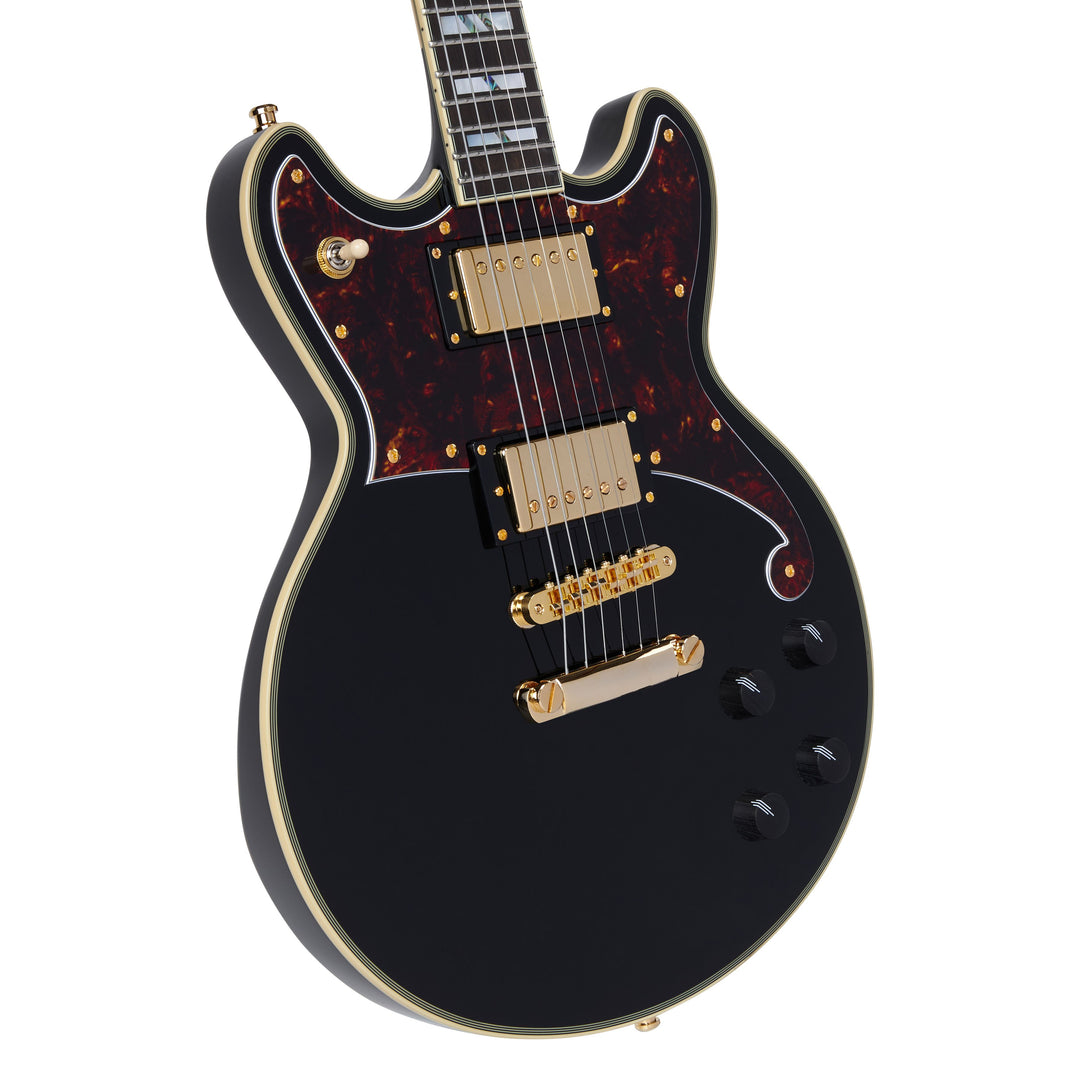 D'Angelico DADBRISBK2GS Deluxe Brighton Double Cutaway Solid Body Electric Guitar - Solid Black
