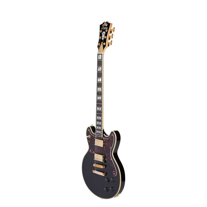 D'Angelico DADBRISBK2GS Deluxe Brighton Double Cutaway Solid Body Electric Guitar - Solid Black