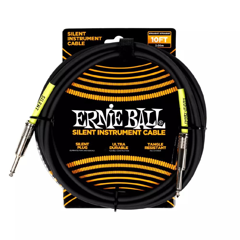 Ernie Ball 6472EB Classic Silent Instrument Cable Straight/Straight 10' - Black
