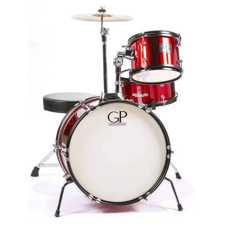 Granite Percussion Junior 3-Piece Drum Kit (16,10,SD) with Cymbals and Hardware - Metallic Red