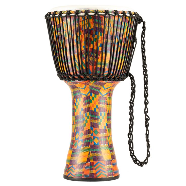 Meinl Percussion 12" Rope Tuned Travel Series Djembe Synthetic Head (Patented) Kenyan Quilt
