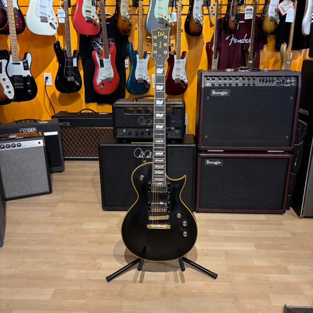 ESP-LTD  EC 1000 Deluxe  (Vintage Black - Gold HD  w/ Seymour Duncan 59 & JB ) - No Case Or Bag - USED
