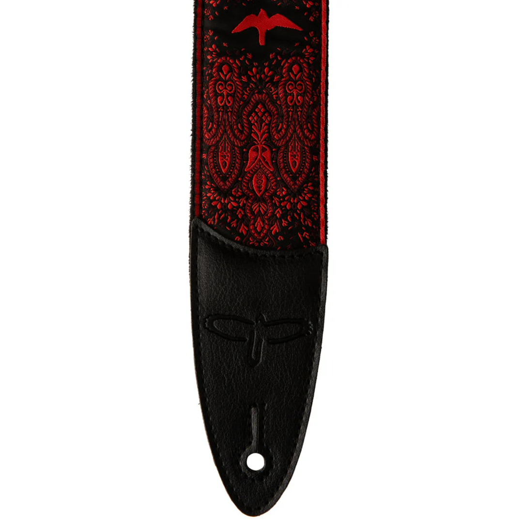 PRS 2" Guitar Strap Custom Jacquard Birds Fleur - Red