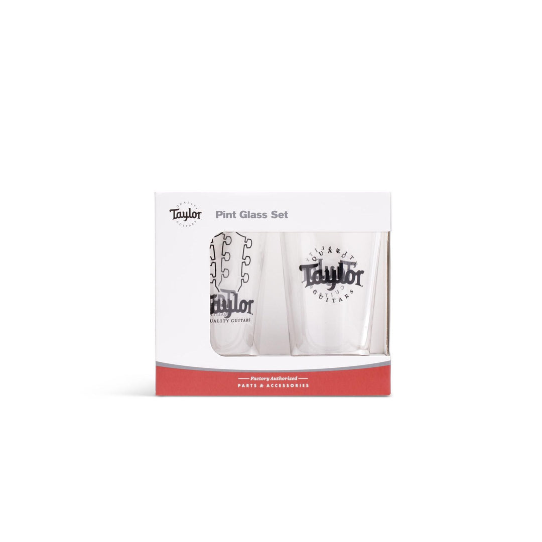 Taylor Pint Glasses,Blk Logo,2-Pack Design