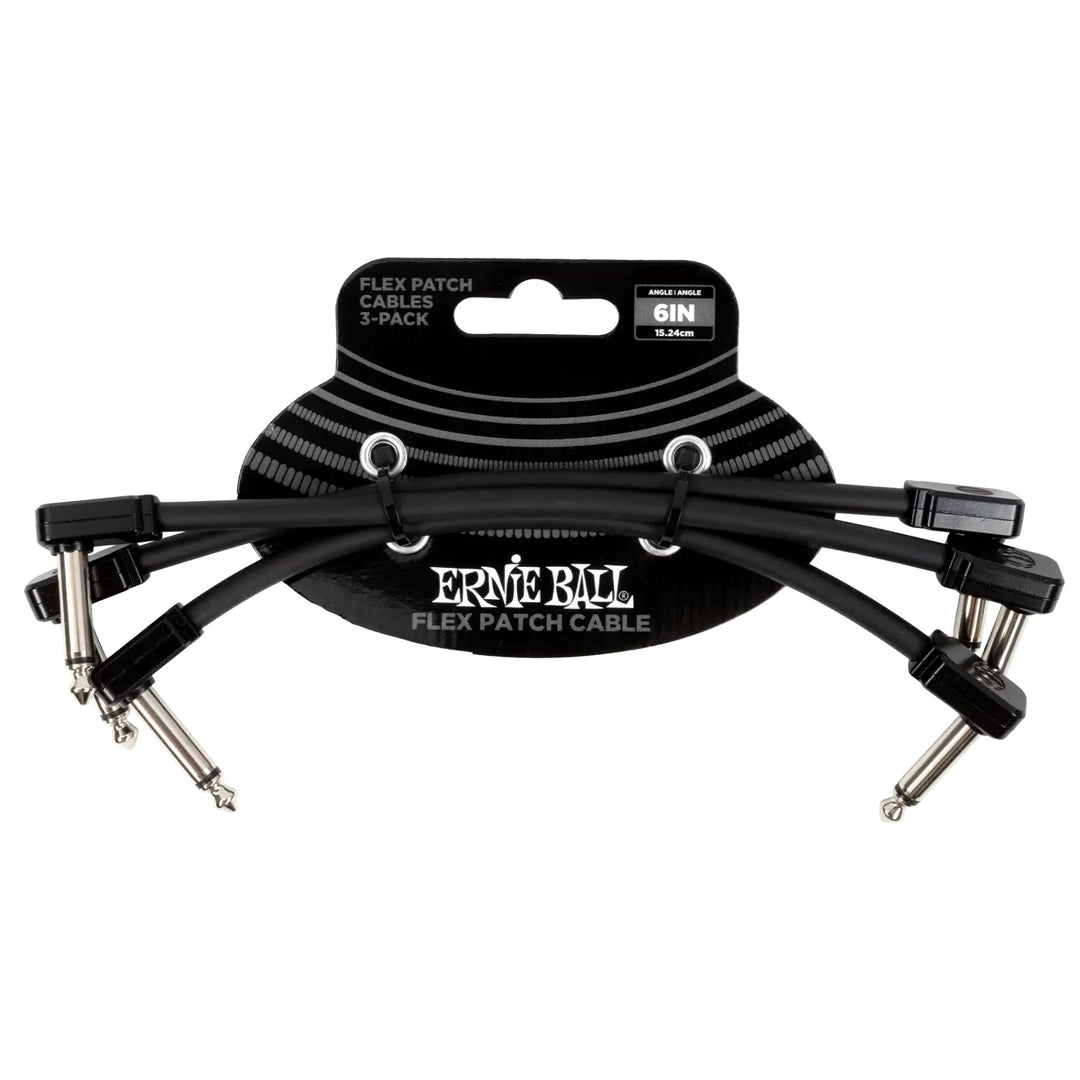 Ernie Ball 6444EB Flex Patch Cable 6" - Black (3 Pack)