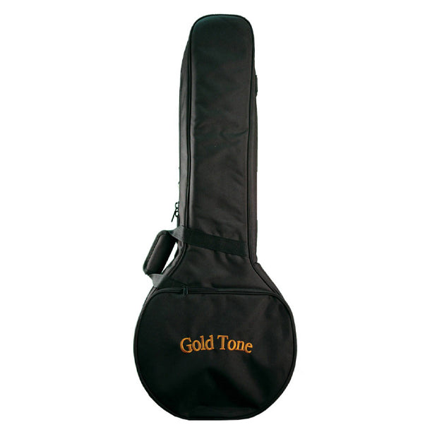 Heavily-padded black cloth gig bag with Gold Tone logo and large exterior zippered pocket, for 15" resonator banjos.Interior Length: 39"Interior Width: 15"Depth: 6"