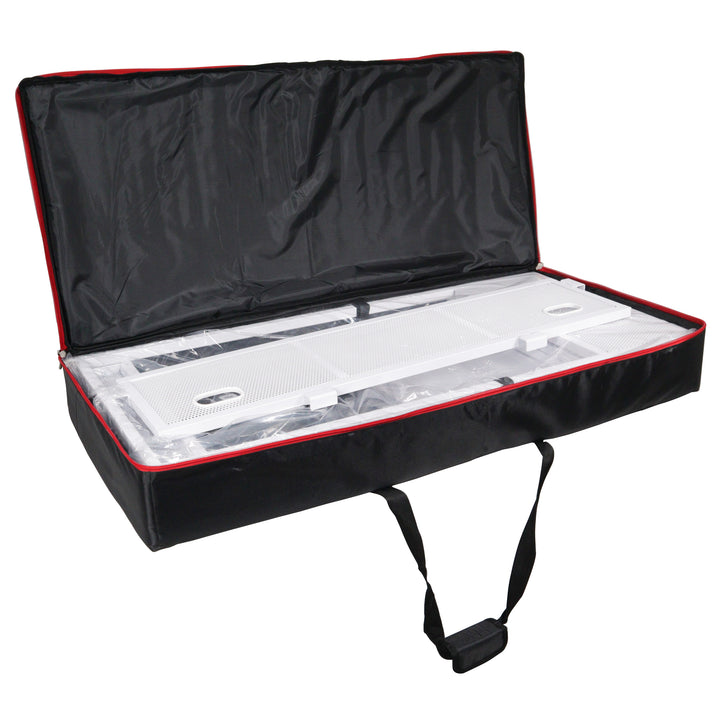 ProX XF-VISTA WH VISTA White DJ Booth Facade Table Station with White/Black Scrim Kit and Padded Travel Bag