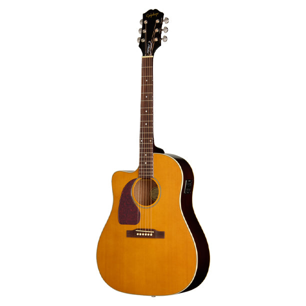 Left-handed cutaway J-45 Studio acoustic with solid spruce top in Natural finish.