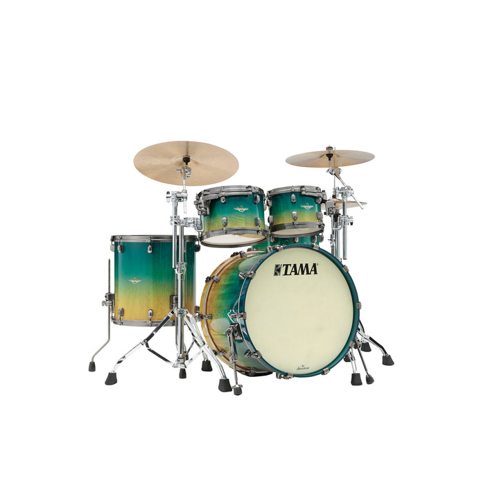 Tama Starclassic Maple 4-Piece Shell Pack (22,10,12,16), Smoked Black Nickel Hardware - Marine Shoreline Movingui Fade