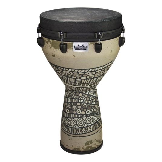 Remo DJ-0014-33 Djembe, Mondo, Designer Series, Key-Tuned, 14" x 25", Skyndeep, Contour Tuning Brackets, Sahara Brown Finish