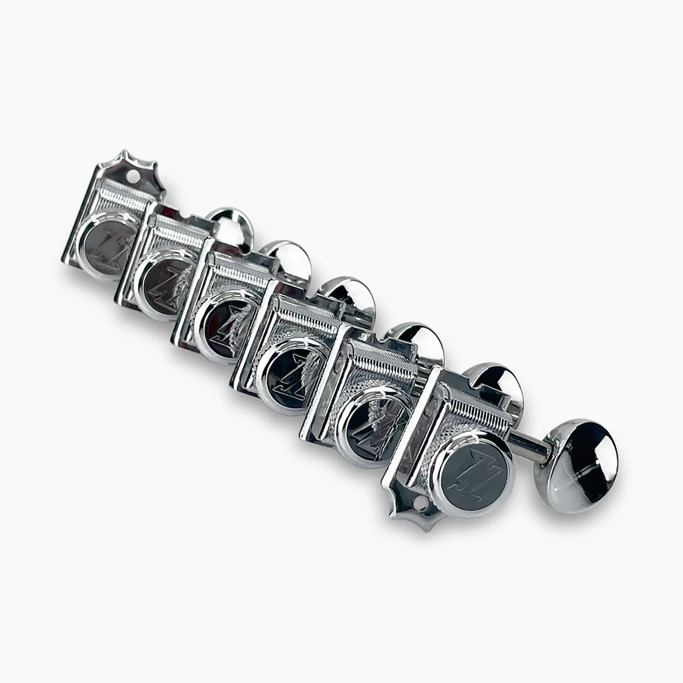 Allparts TK-7105-010 True-Lok Vintage Style Locking Tuners - 6-in-line, Staggered Posts, Chrome