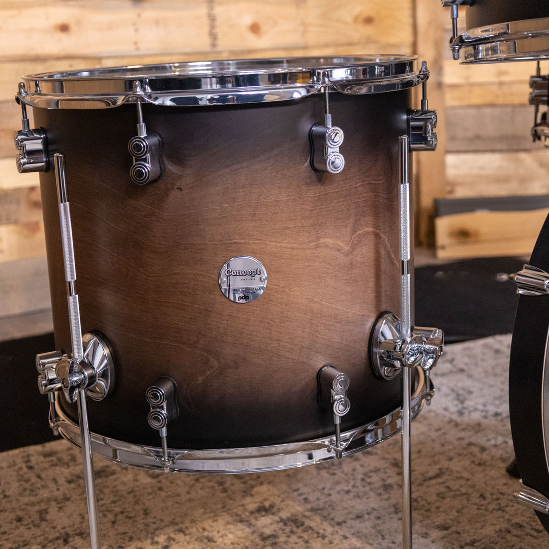 PDP Concept Maple Lacquer CM5 5-Piece Kit Shell Pack w/ Chrome Hardware (18x22 w/ BDM, 8x10, 9x12, 14x16FT, 5.5x14 Snare) - Satin Charcoal Burst