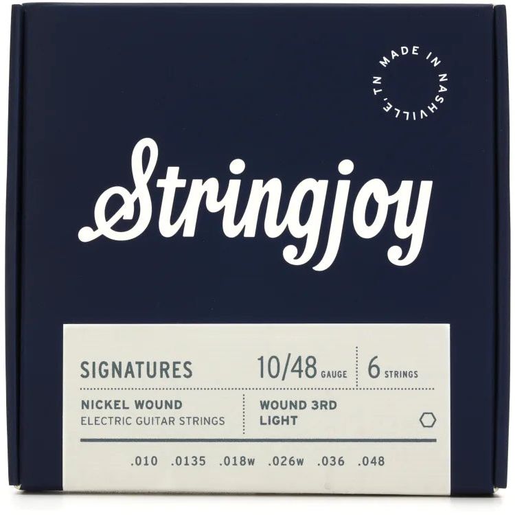 Stringjoy Signatures SJ-NW1048W3 | Wound 3rd Light Gauge (10-48) Nickel Wound Electric Guitar Strings