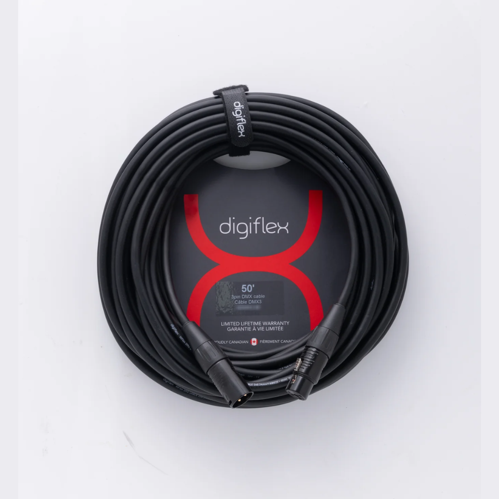 Digiflex HDMX3-50   50' Performance Series HiFlex DMX Cable 3 pin XLRM to XLRF