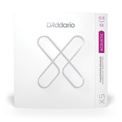 D'Addario XSAPB11553 XS Phosphor Bronze Coated Acoustic Guitar Strings Custom Light Plus - .0115-.053