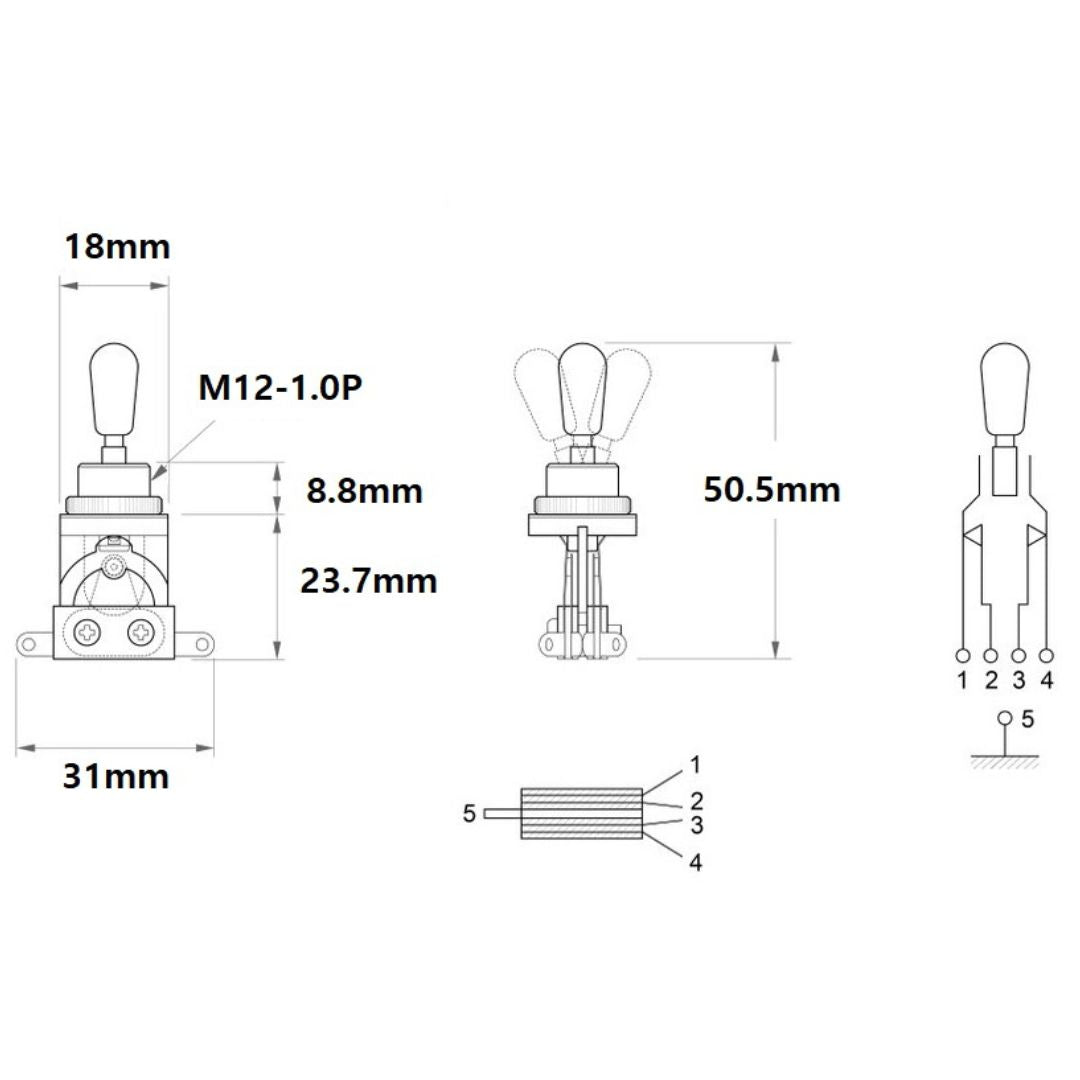 Allparts EP-4364-003 Short Toggle Switch