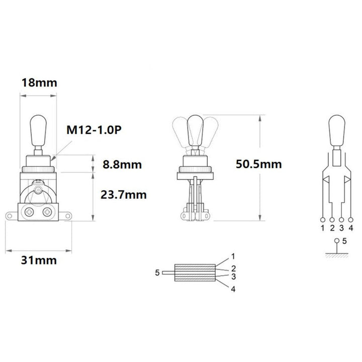 Allparts EP-4364-003 Short Toggle Switch