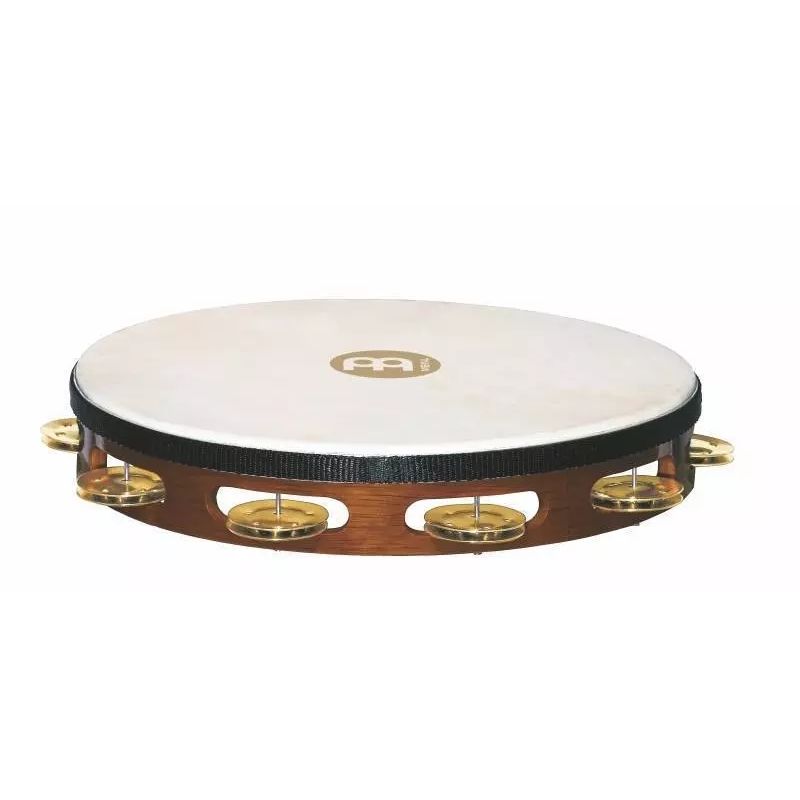 Meinl Traditional Goat-Skin Wood Tambourine, Single Row - Brass Jingles