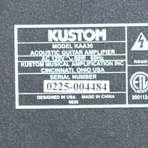 Kustom - KAA30 Sienna 30 / Mosfet 30 Watt - 1x10" Acoustic GTR Amplifier - USED