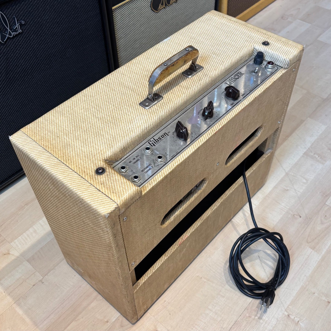 VINTAGE 1960 Gibson Lancer GA-6, 14- ish  Watt Tube Amp (Blonde Tweed) - USED