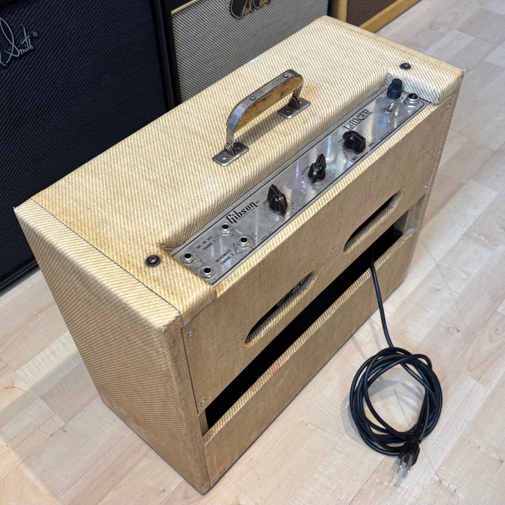 VINTAGE 1960 Gibson Lancer GA-6, 14- ish  Watt Tube Amp (Blonde Tweed) - USED