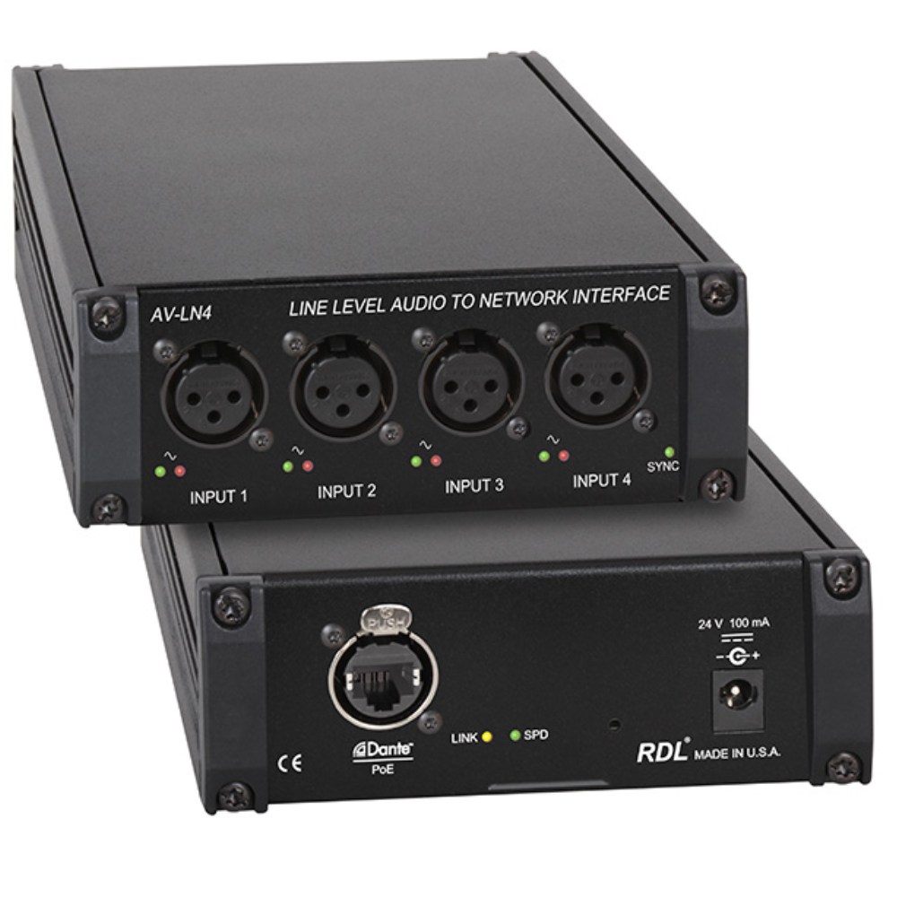 RDL AV-LN4 Line Level Audio to Dante Interface