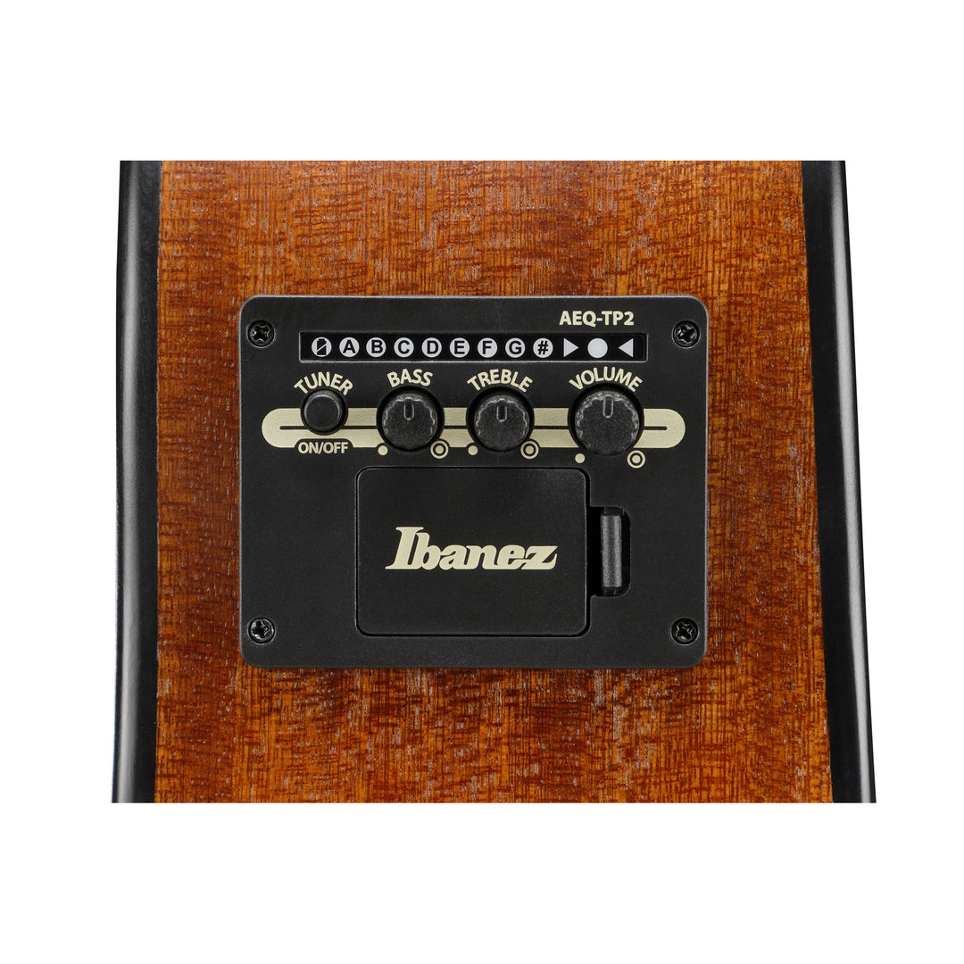 Ibanez AAM50LCEOLB Acoustic/Electric Guitar Left Handed - Open Pore Light Brown Sunburst Top, Natural Open Pore Back and Sides