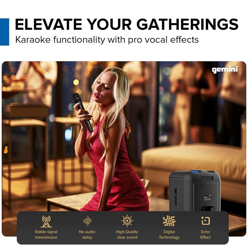 Gemini GRV-650L 320W 6.5” Professional Speaker w/ LED Party Lighting