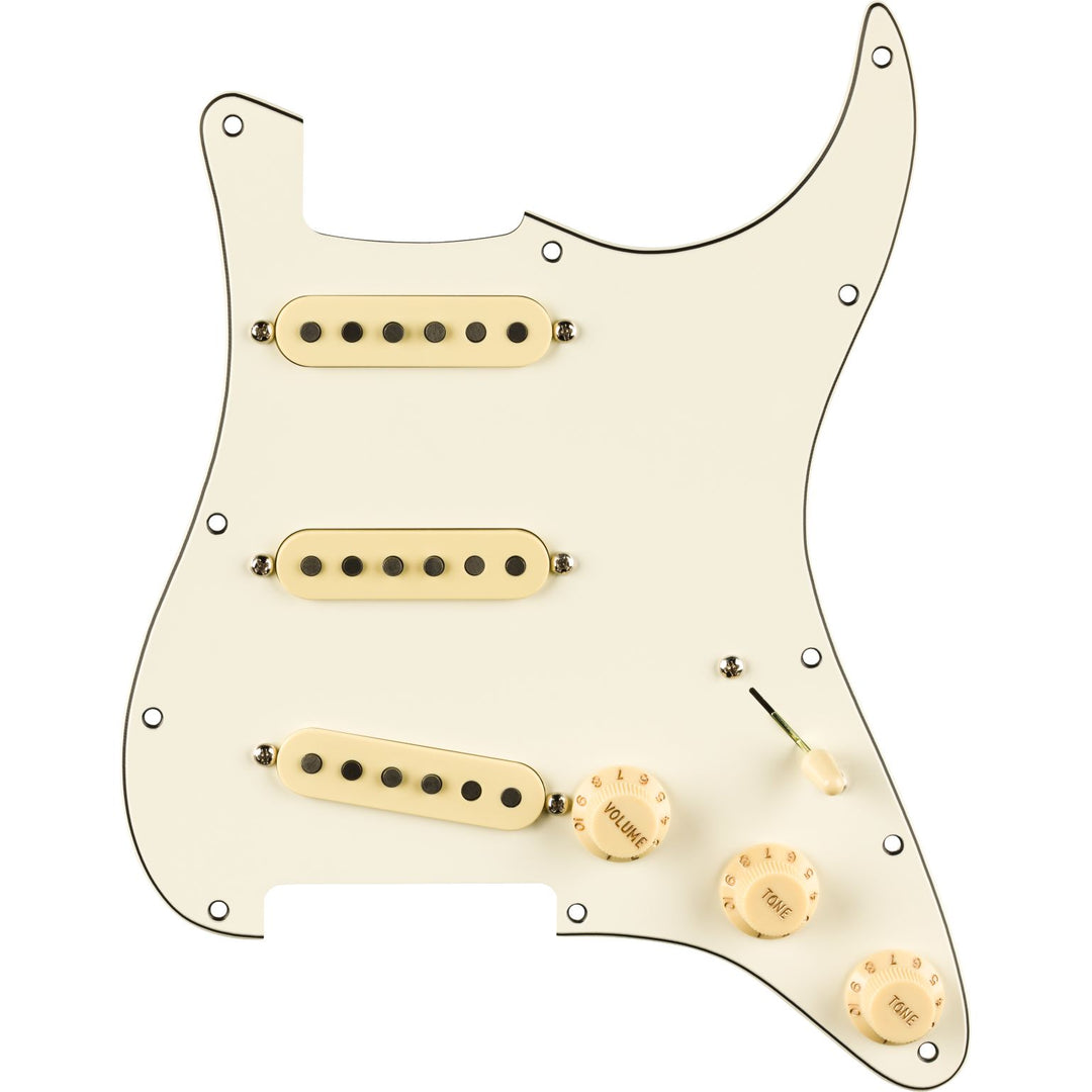 Fender Pre-Wired Strat® Pickguard, Pure Vintage '65 w/RWRP Midde, Parchment 11 Hole PG