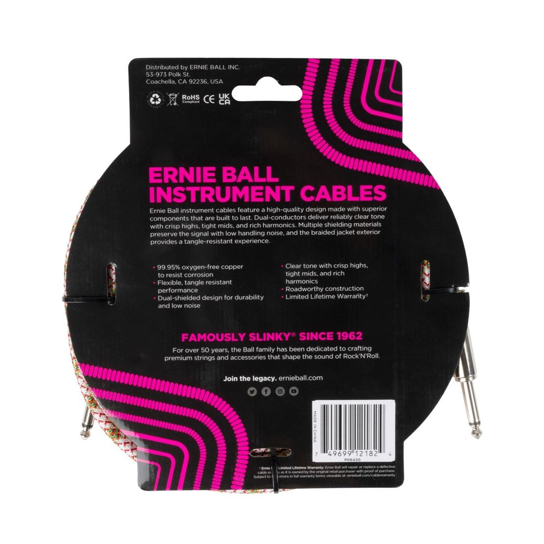 Ernie Ball 18' Straight Braided Cable - Emerald Argyle