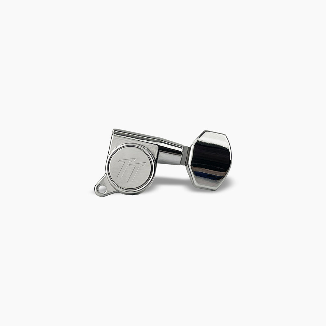 Allparts TK-7113-010 True Tune Mid Size Tuners, 6-in-line, Staggered Posts, Chrome