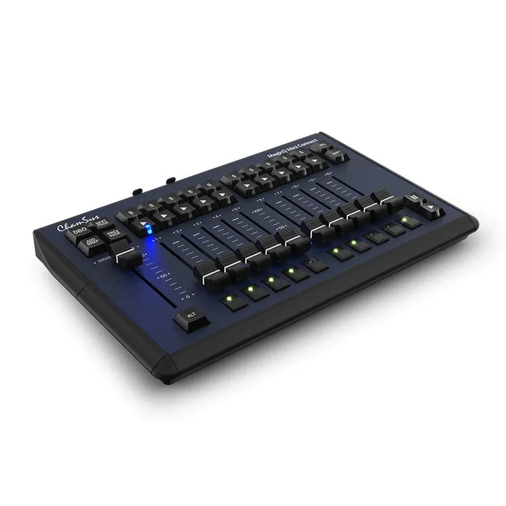 The MagicQ Compact Mini Connect is a highly portable USB-powered control surface that couples physical playback with the power of MagicQ software.